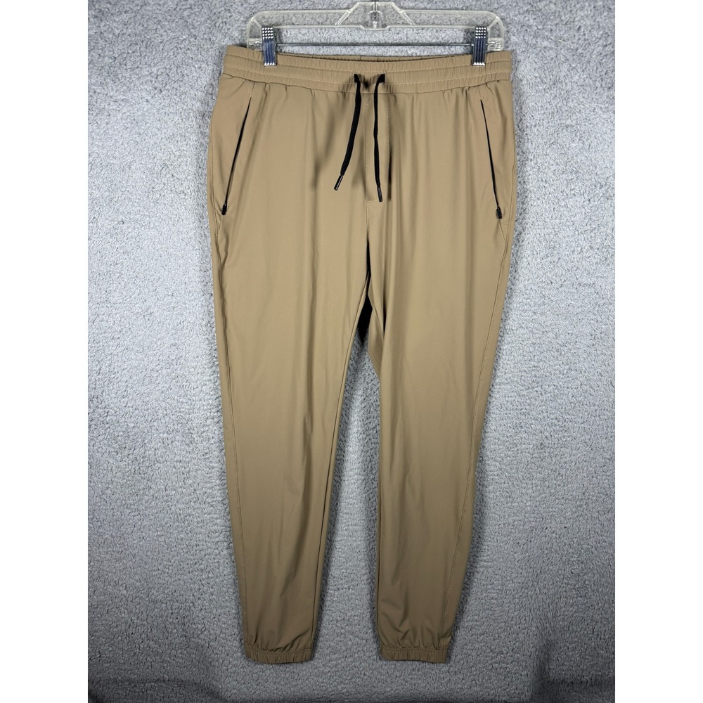 UNRL Apex Joggers Mens Medium Tan Khaki Nylon Spandex Stretch Tapered Pants